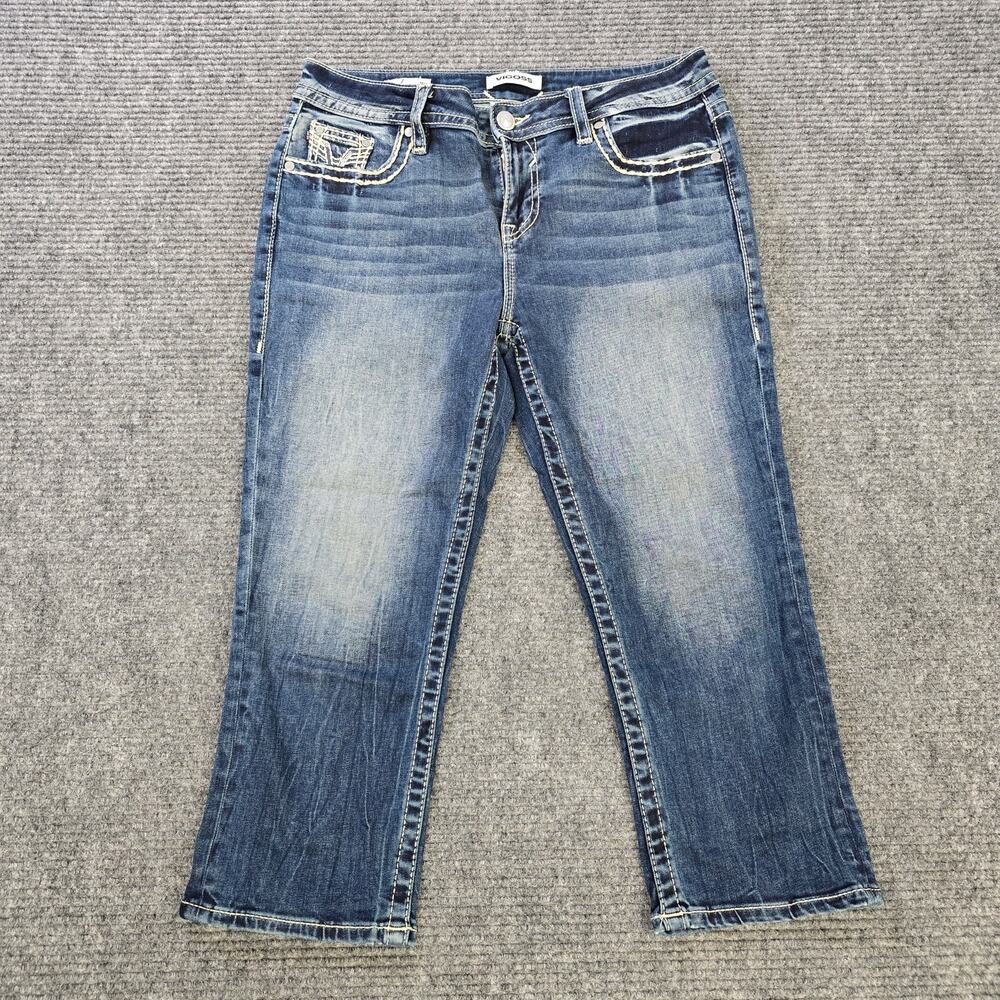 Vigoss Capri Womens 8 Blue Distressed Flap Pocket Stretch - Picture 2 of 9